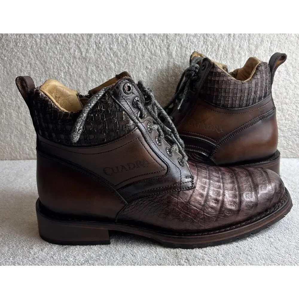 Cuadra Men's Size 10 EE Caiman/fuscus Ankle Boot Dark Brown 34954